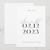 Moderne elegante Schwarz-Weiß-Hochzeit Einladung (Vorne/Hinten)