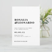 Moderne elegante Schwarz-Weiß-Hochzeit Einladung (Stehend Vorderseite)