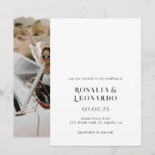 Moderne elegante Schwarz-Weiß-Hochzeit Einladung (Vorne/Hinten)