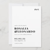 Moderne elegante Schwarz-Weiß-Hochzeit Einladung (Vorderseite)