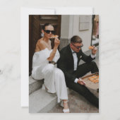 Moderne elegante Schwarz-Weiß-Hochzeit Einladung (Rückseite)