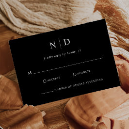 Moderne, elegante Schwarz-Weiß-Hochzeit RSVP Karte