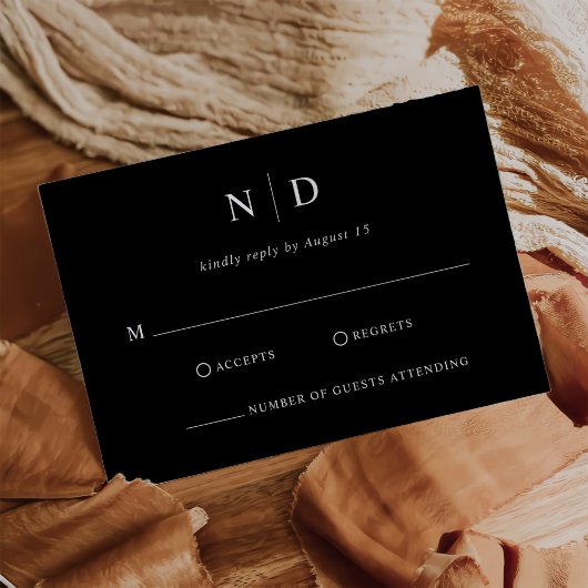 Moderne, elegante Schwarz-Weiß-Hochzeit RSVP Karte