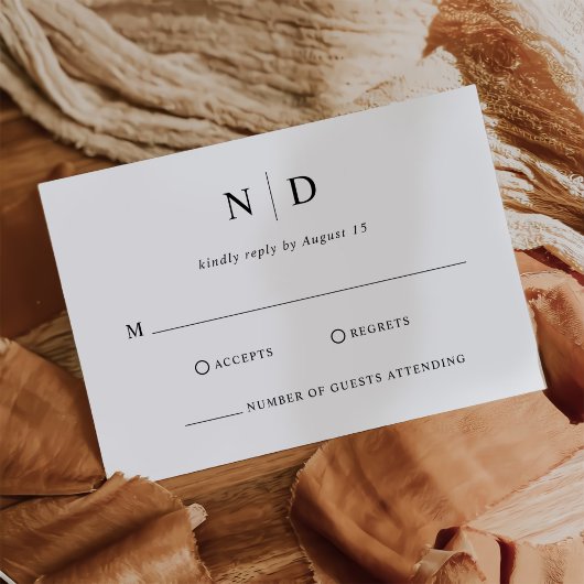 Moderne, elegante Schwarz-Weiß-Hochzeit RSVP Karte