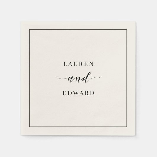 Moderne, elegante Schwarz-Weiß-Hochzeit Serviette (Vorderseite)