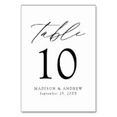 Moderne, elegante Schwarz-Weiß-Hochzeit Tischnummer (Rückseite)