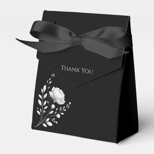 Moderne elegante Schwarz-Weiß-Hochzeiten-Blume Geschenkschachtel (Vorderseite)