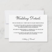 Moderne elegante Schwarz-Weiß-Hochzeitsdetails B Einladung (Vorderseite)