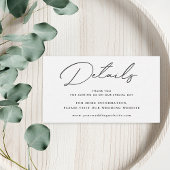 Moderne elegante Schwarz-Weiß-Hochzeitsdetails Begleitkarte