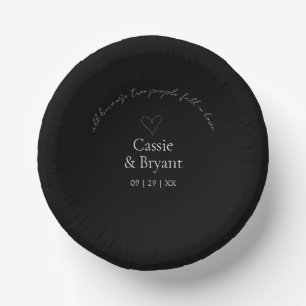 Moderne elegante Schwarz-Weiß-Minimal-Hochzeit Pappteller