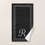 Moderne elegante Schwarz-Weiß-Monogramm Badhandtuch Set (Handtuch)