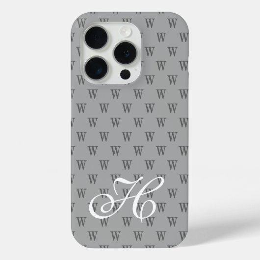 Moderne elegante Schwarz-Weiß-Monogramm-Muster Case-Mate iPhone Hülle (Rückseite)
