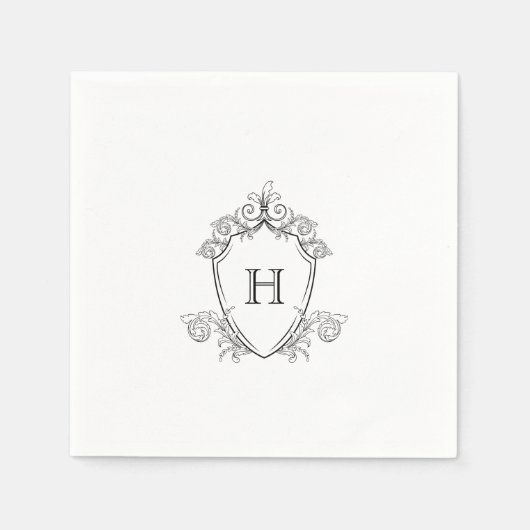 Moderne elegante Schwarz-Weiß-Monogramm-Napkins Serviette (Vorderseite)