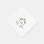 Moderne elegante Schwarz-Weiß-Monogramm-Napkins Serviette (Ecke)