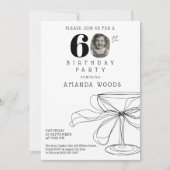 Moderne, elegante Schwarz-Weiß-Party zum 60. Gebur Einladung (Vorderseite)