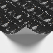 Moderne elegante Schwarz-Weiß-Pine-Bäume Weihnacht Geschenkpapier (Ecke)