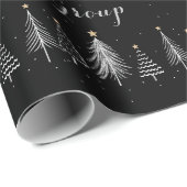 Moderne elegante Schwarz-Weiß-Pine-Bäume Weihnacht Geschenkpapier (Rolleneckpunkt)