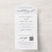 Moderne elegante Schwarz-Weiß-QR-Hochzeit All In One Einladung (Innen Boden)