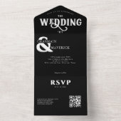 Moderne elegante Schwarz-Weiß-QR-Hochzeit All In One Einladung (Innen Boden)