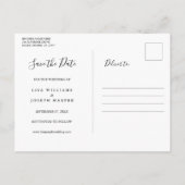 Moderne Elegante Schwarz-Weiß-Save the Date Postkarte (Rückseite)