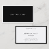 Moderne Elegante Schwarz-weiß Sleek Fashionable Visitenkarte (Vorne/Hinten)