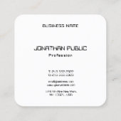 Moderne elegante Schwarz-Weiß-Vorlage Quadratische Visitenkarte (Rückseite)