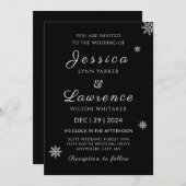 Moderne elegante Schwarz-Weiß-Winterhochzeit Einladung (Vorne/Hinten)