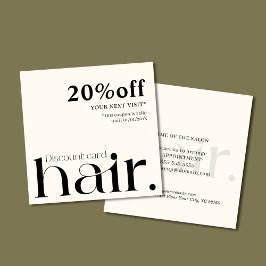 Moderne elegante Schwarz-weiße Beauty Discount Car Rabattkarte