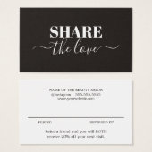 Moderne Elegante Schwarz-weiße Beauty Salon Refere (Vorne & Hinten)