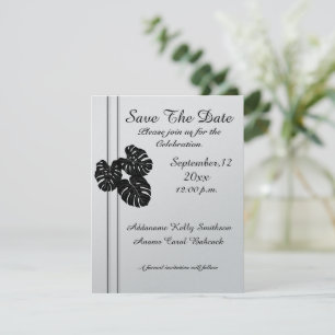 Moderne elegante, Schwarz-weiße grafische Blätter Save The Date
