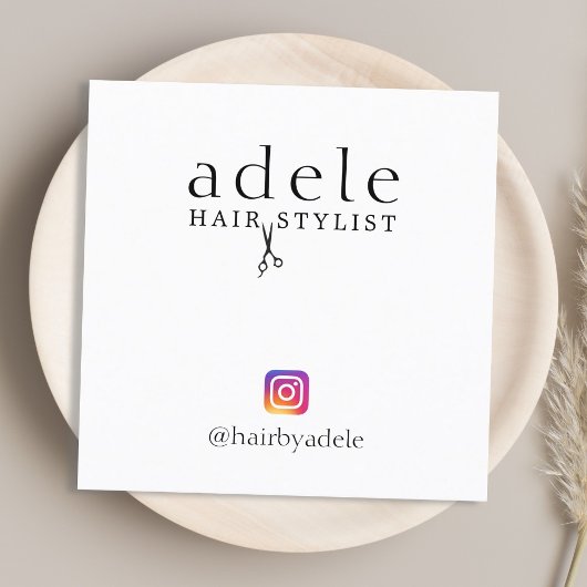 Moderne Elegante Schwarz-weiße Haarstylistin Quadratische Visitenkarte