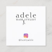 Moderne Elegante Schwarz-weiße Haarstylistin Quadratische Visitenkarte (Vorderseite)