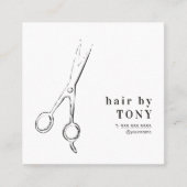 Moderne Elegante Schwarz-weiße Haarstylistin Quadratische Visitenkarte (Vorderseite)
