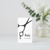 Moderne Elegante Schwarz-weiße Haarstylistin Visitenkarte (Stehend Vorderseite)