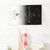 Moderne elegante Schwarz-weiße Hochzeit Willkommen Banner (Insitu)