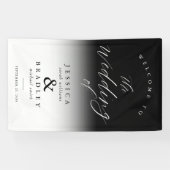Moderne elegante Schwarz-weiße Hochzeit Willkommen Banner (Horizontal)