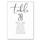 Moderne, elegante Schwarz-weiße Hochzeitssattelkar Tischnummer (Rückseite)