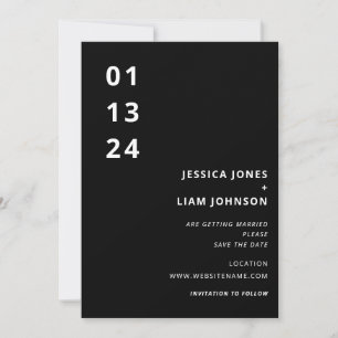 Moderne elegante schwarz-weiße minimalistische Hoc Save The Date