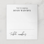 Moderne Elegante Schwarz-weiße Minimalistische Pla Platzkarte (Außenseite Aufgefaltet)