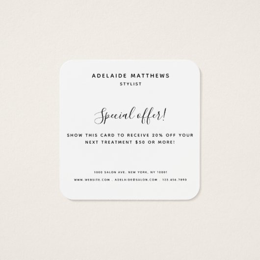 Moderne elegante Schwarz-weiße Monogram Discount C (Rückseite)