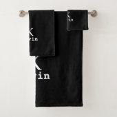 Moderne, elegante, schwarz-weiße Monogramm-Bezeich Badhandtuch Set (Insitu)