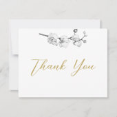 Moderne Elegante Schwarz-weiße Orchideen Dankeskarte (Vorderseite)