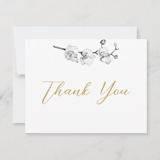 Moderne Elegante Schwarz-weiße Orchideen Dankeskarte (Vorderseite)