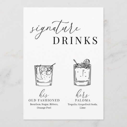 Moderne elegante schwarz-weiße Unterschrift Geträn (Vorderseite)