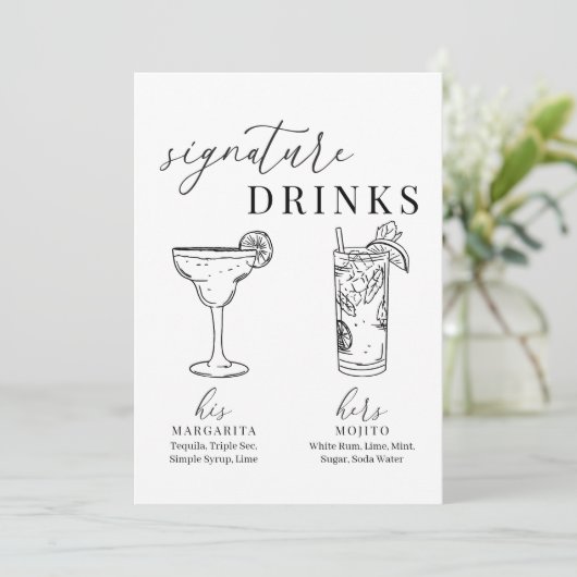 Moderne elegante schwarz-weiße Unterschrift Geträn (Stehend Vorderseite)