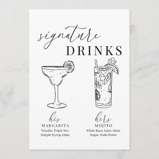 Moderne elegante schwarz-weiße Unterschrift Geträn (Vorderseite)