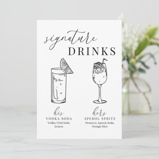 Moderne elegante schwarz-weiße Unterschrift Geträn (Stehend Vorderseite)