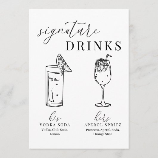 Moderne elegante schwarz-weiße Unterschrift Geträn (Vorderseite)