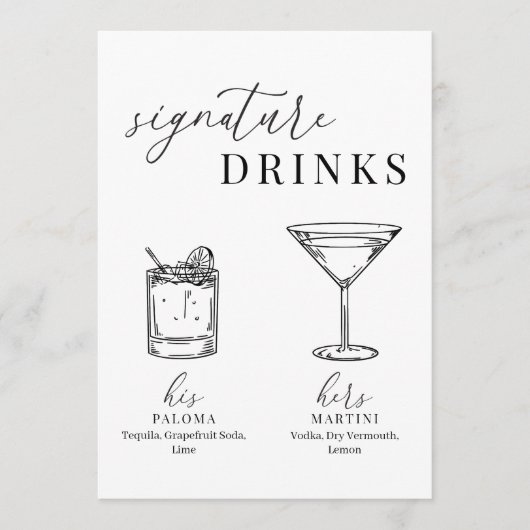 Moderne elegante schwarz-weiße Unterschrift Geträn (Vorderseite)