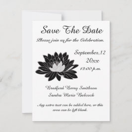 Moderne elegante, Schwarz-weiße Wasserlilie mit Bl Save The Date